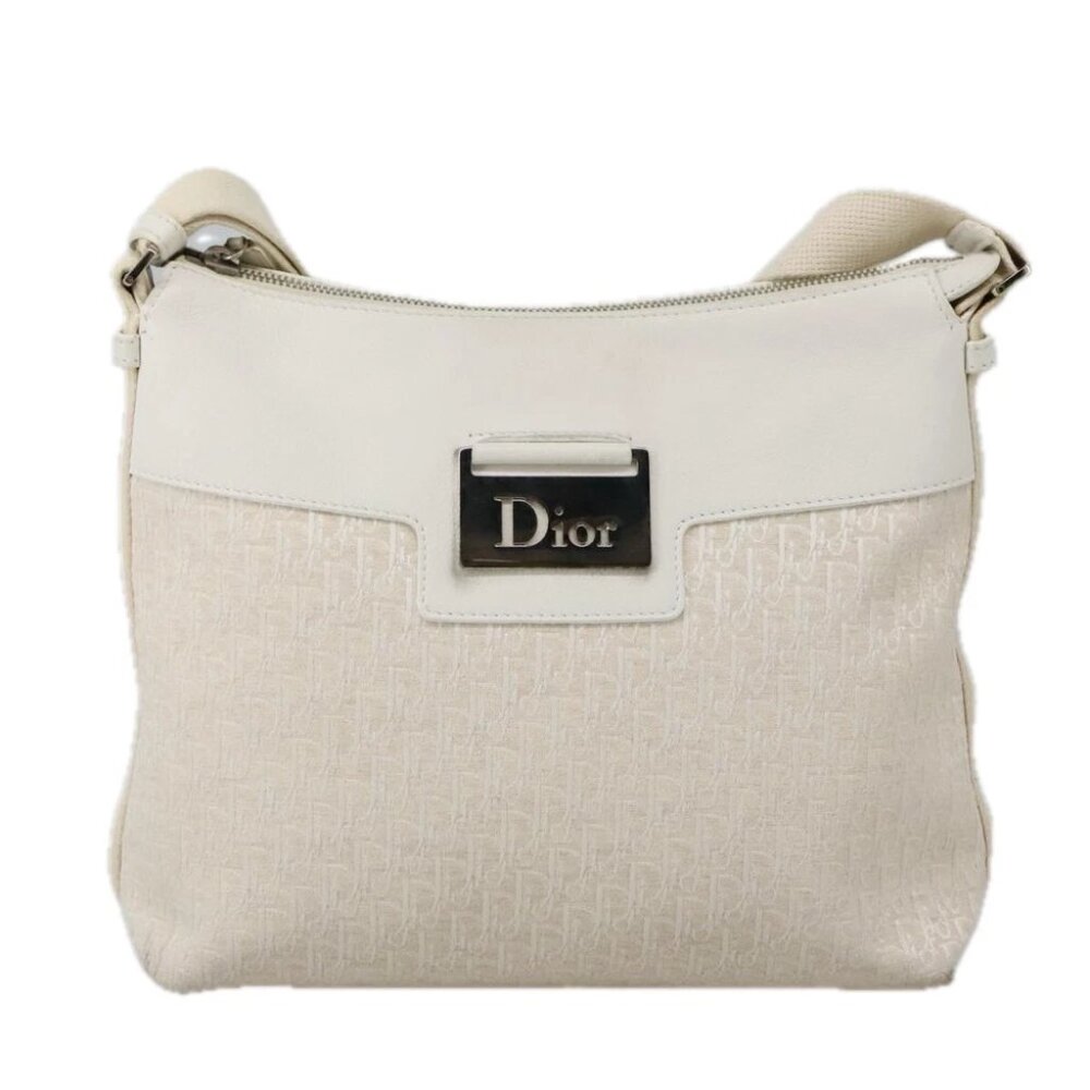 Christian Dior Trotter Canvas Shoulder Bag White Auth 103087V - Picture 14 of 16